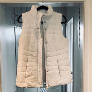 Calvin Klein Puffer Vest. M, White, Faux fur lined